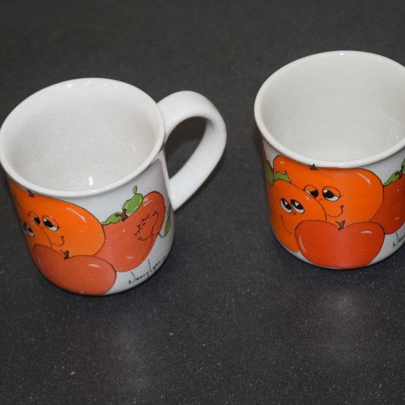 LOT Vtg Nancy Lynn Anthropomorphic Smiling Fruit Coffee Ceramic Mug Cups 70s E55 - Picture 6 of 12